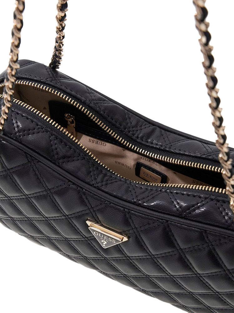 Guess Quilted Polyurethane Shoulder Bag — Black