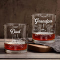 Vaso de whiskey personalizado Fist papá Now abuelo con 2 a 16 nombres regalo para el dia del padre o cumpleaños para hombres