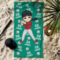 Toalla de playa de microfibra de gran tamaño y secado rápido con el nombre y el número de un deportista, regalo de equipo esencial para los amantes del deporte