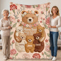 Personalizada Imitación Bordado Efecto 1-5 Mamá-Hijo Oso Abrazo Suave Manta con Nombre Decoración del Hogar Día de la Madre Cumpleaños Regalo para Mamá Abuela