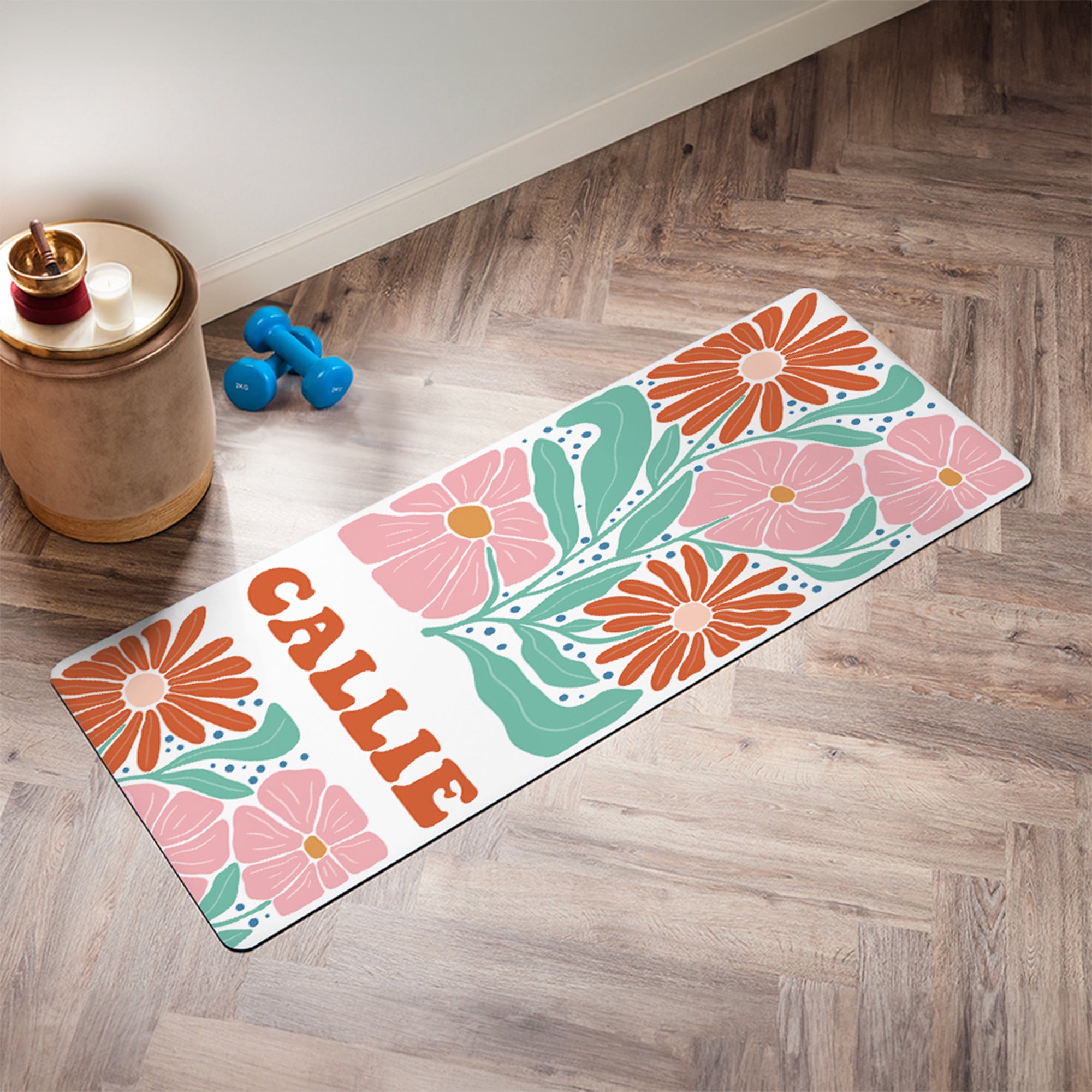 Personalizada Multicolor Flor Super Absorbente Esterilla de Yoga con Nombre Accesorios Deportivos Regalo de Cumpleaños para Mujeres Amantes del Yoga
