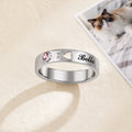 Anillo personalizado de plata de ley con huella piedra de nacimiento y nombre regalo de condolencia para dueños de gatos y perros