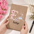 Personalizada de dibujos animados Ballet Chica PU Cuaderno de cuero con el nombre y la inicial Aniversario Cumpleaños Regalo para Amigos Ballet Lovers
