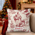 Funda de almohada personalizada con el nombre de Papá Noel en rojo, decoración del hogar, regalo de Navidad para la familia y amigos