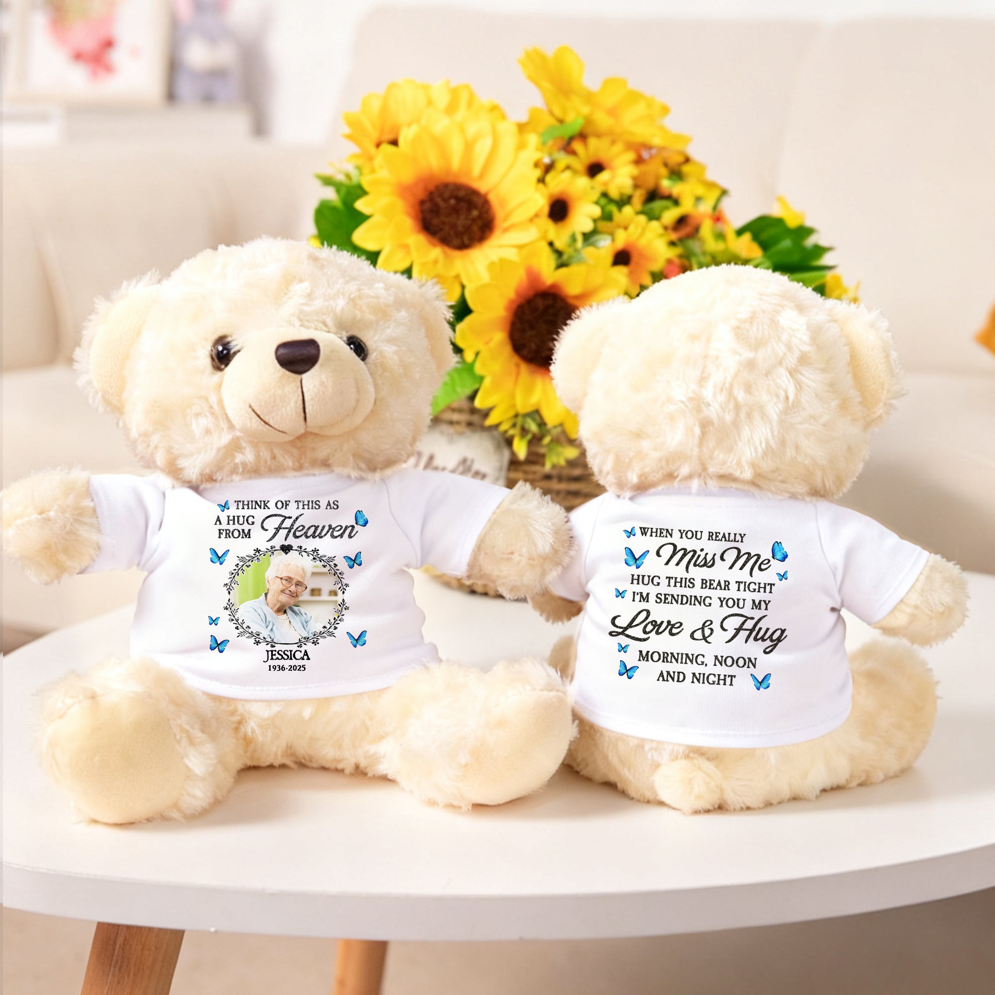 Personalizado Pájaro Mariposa Peluche Oso con Foto Camiseta Sudadera Nombre y Año Conmemorativo Cumpleaños Regalo para Niños