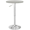 Round Adjustable Pub Table with PE Rattan Top & Steel Base, Beige Grey