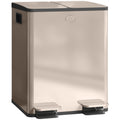 Dual Kitchen Bin, 2 x 20L Stainless Steel Double Rubbish Bin with Soft Close Lid, Gold Tone