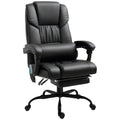 High Back Massage Office Chair with 6 Vibration Points, PU Leather Reclining Computer Chair, Ergonomic Desk Chair Black