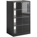 4-Tier Media Cabinet Stand w/ Adjustable Shelves & Cable Management, Distressed Black