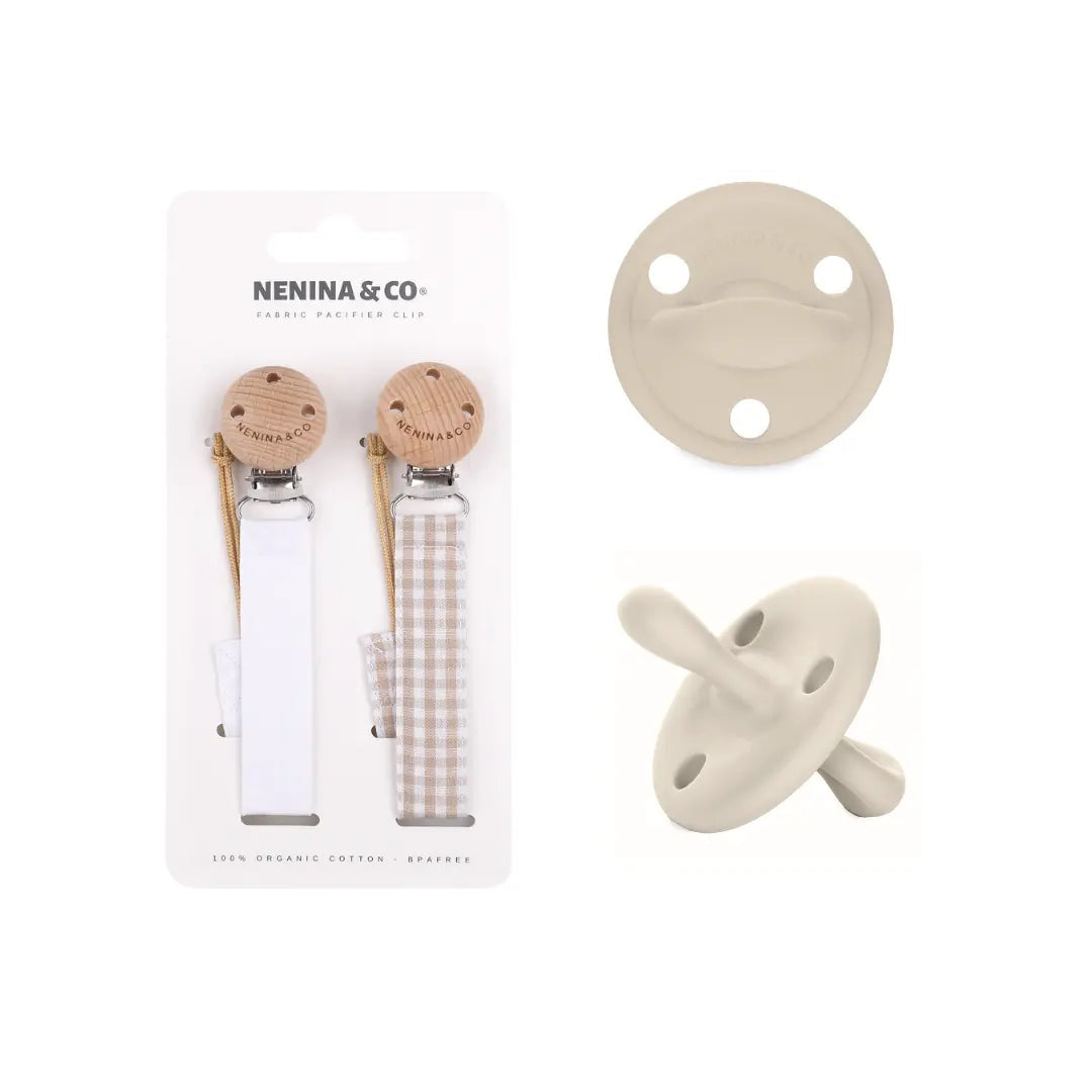 1 Chupete DIAMOND + Pack 2 Chupeteros By Nenina & Co Beige