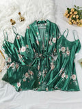 PIJAMA SATÉN 4 PIEZAS-VERDE – JARDIN POÉTIQUE