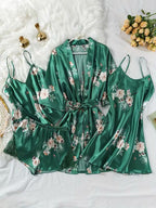 PIJAMA SATÉN 4 PIEZAS-VERDE – JARDIN POÉTIQUE
