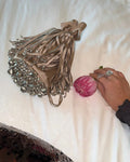 The Lennon Rocky Bucket Bag (Nude & Silver) By KYNAH, Luxury Indian Fashion & Bridal Wear