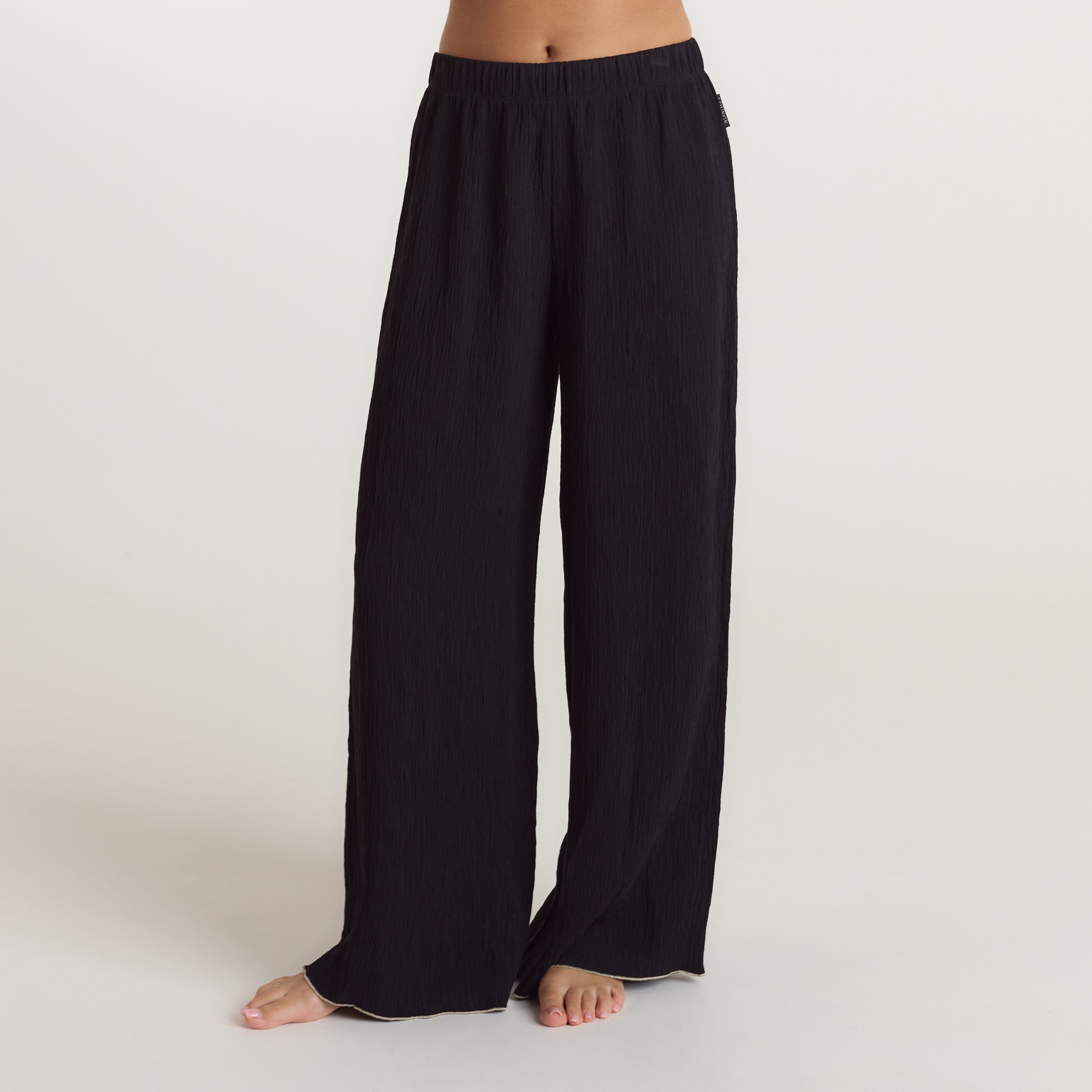Lounge Underwear Crinkle Pyjama Bottoms - Black