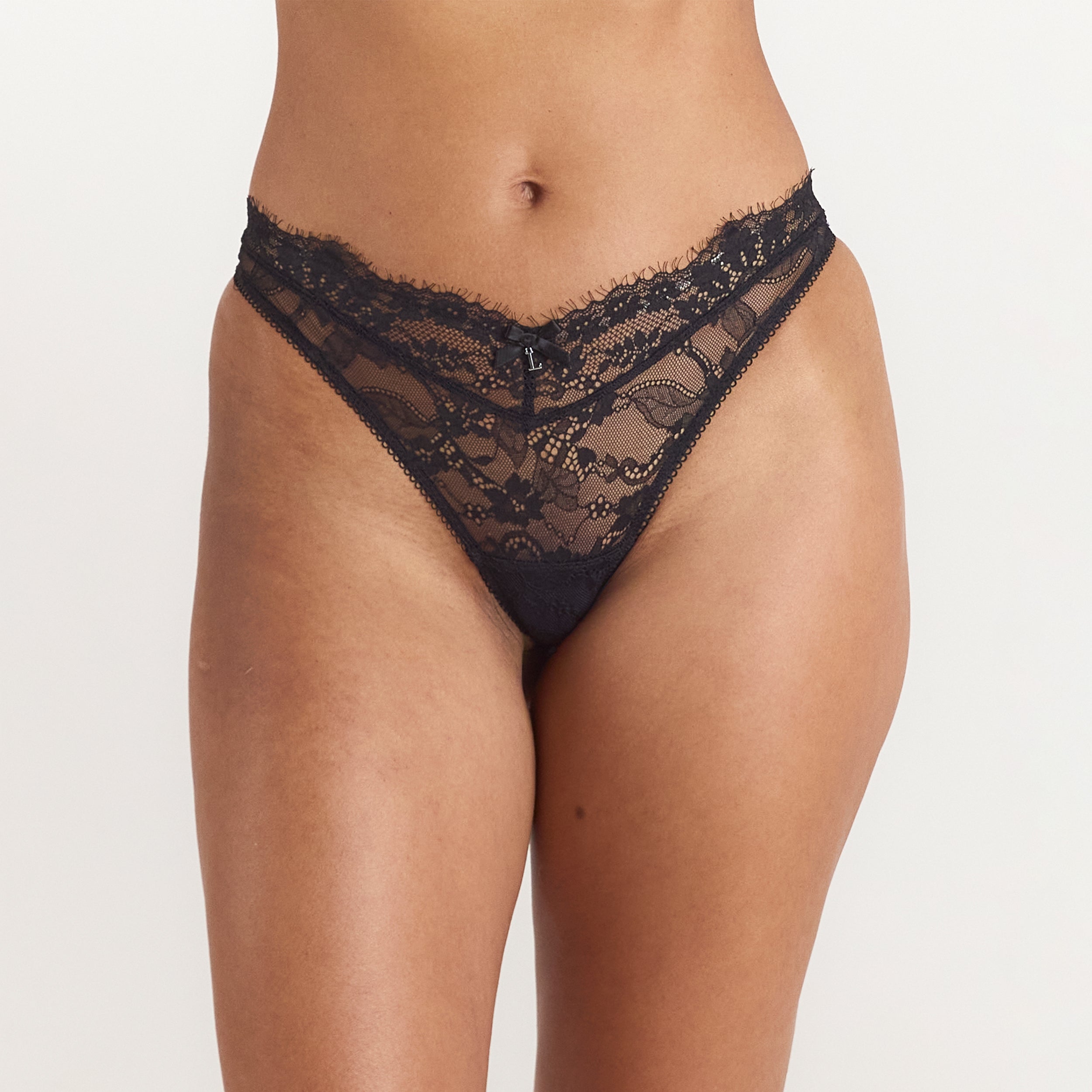 Lounge Underwear Lace Thong - Black