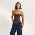 Lounge Underwear Bandeau Corset Top - Dark Brown