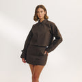 Lounge Underwear Button Detail Jacket - Dark Brown