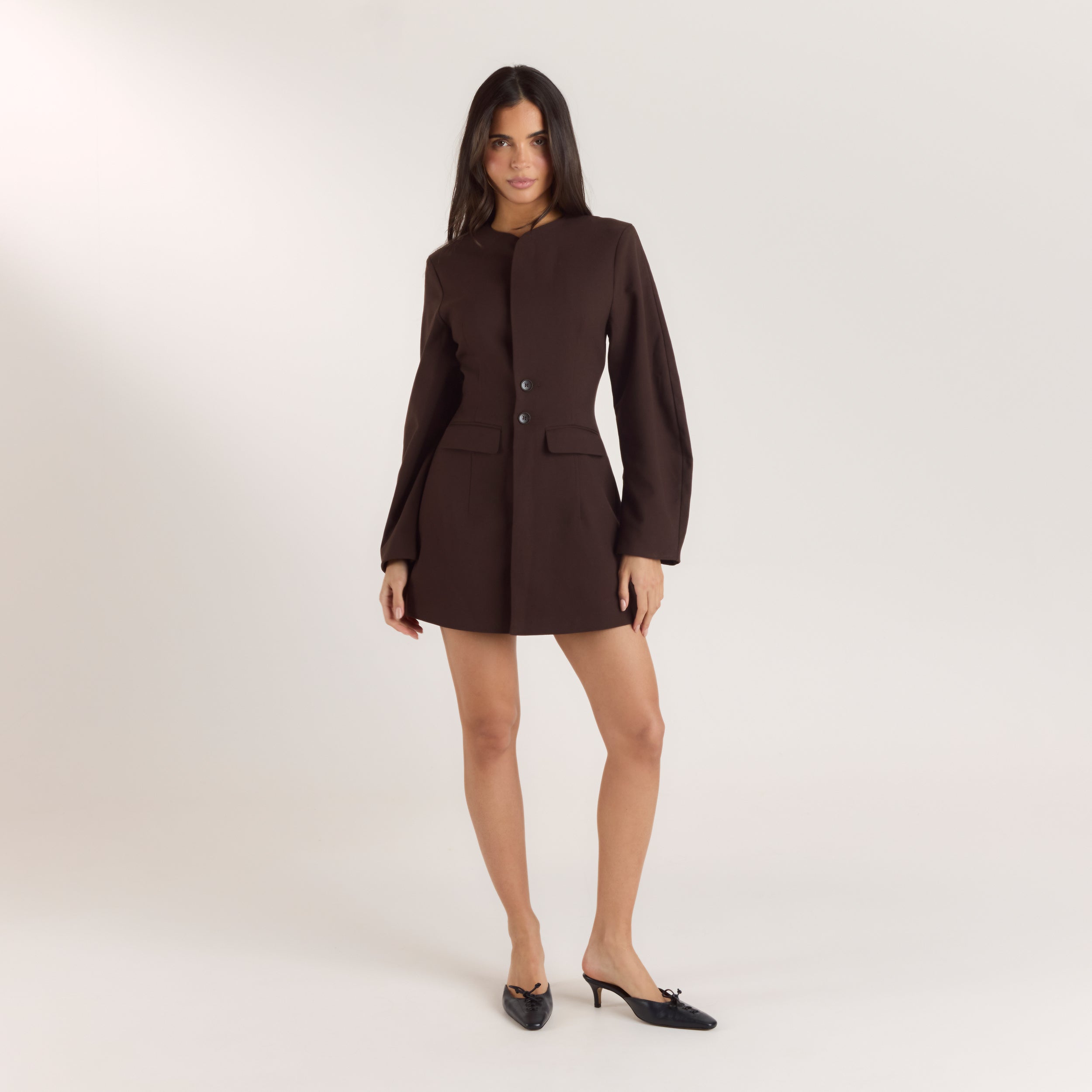 Lounge Underwear Structured Blazer Dress - Chocolate