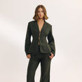 Lounge Underwear Seam Detail Fitted Blazer - Dark Green