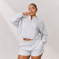 Lounge Underwear Varsity Quarter Zip Jumper - Frost Melange