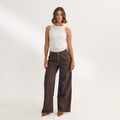 Lounge Underwear Dipped-Waist Wide-Leg Jeans - Espresso