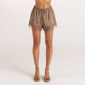 Lounge Underwear Satin Lace Shorts - Mocha