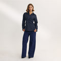 Lounge Underwear Asymmetric Shirt - Navy Pinstripe