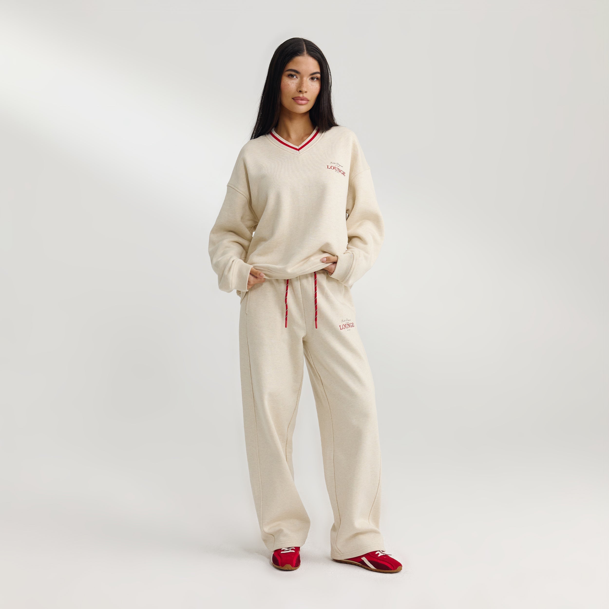 Lounge Underwear V-Neck Jumper - Oat Marl