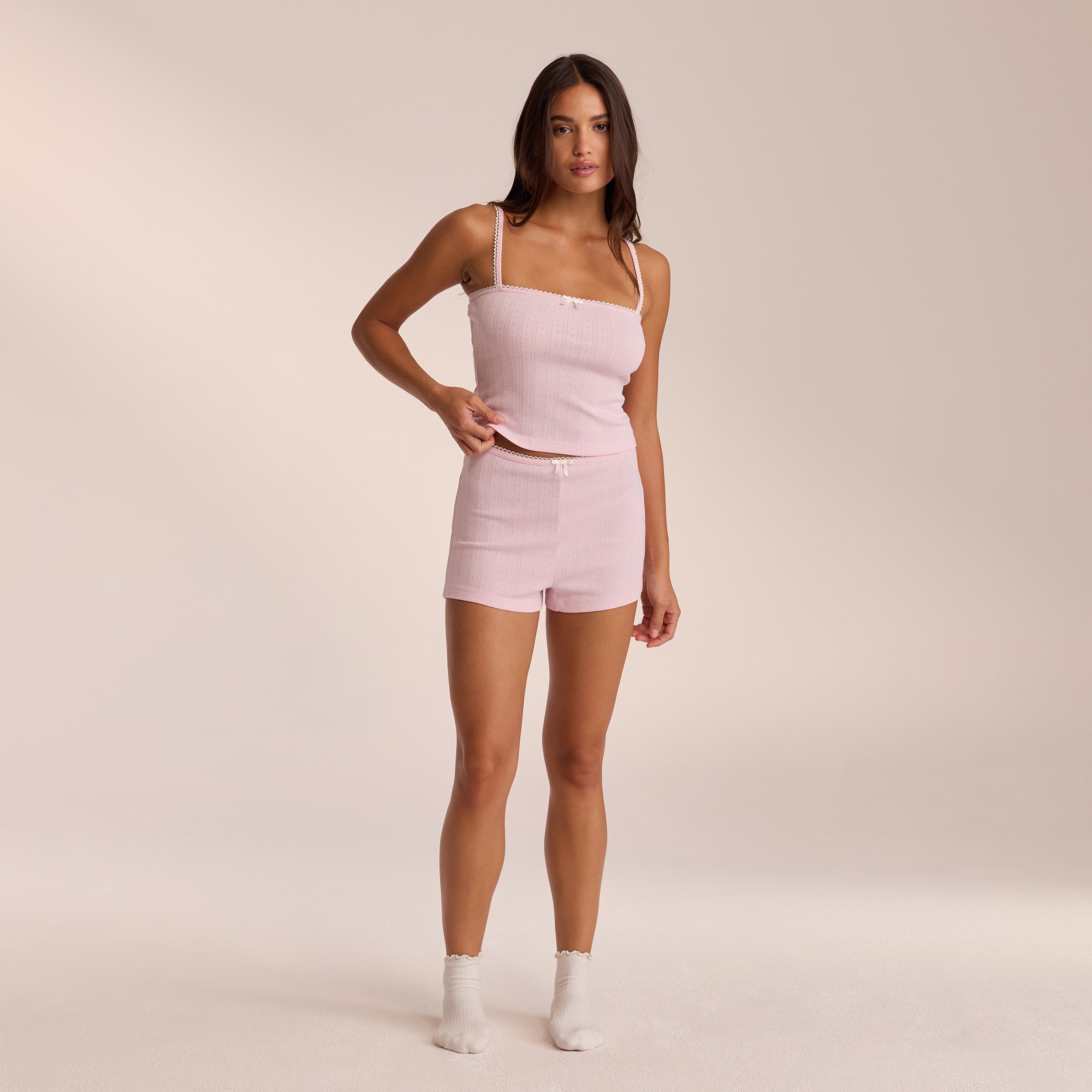 Lounge Underwear Pointelle Pyjama Shorts - Pink