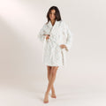 Lounge Underwear Towelling Bathrobe - White Print