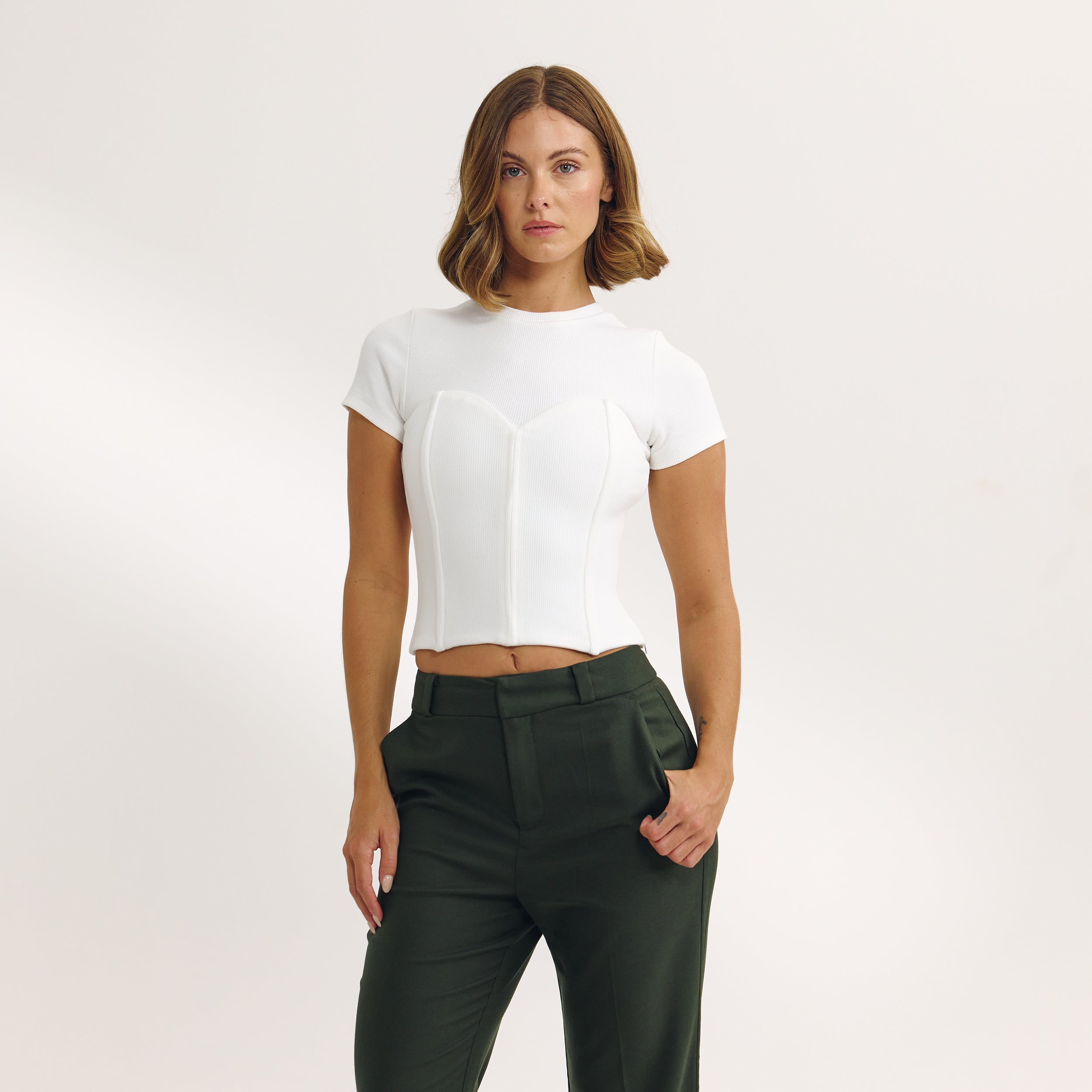 Lounge Underwear Corset T-Shirt - Off White
