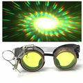 Steampunk Goggles With Magnifying Loupes UV Glow Neon Green Spiral Diffraction Lenses