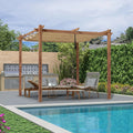 PURPLE LEAF Pérgola De Jardín Cenador Aluminio Pergolas Toldo Retráctil Anti-UV Para Coches Terraza Patio, Aspecto Madera