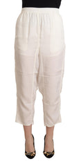Women's High-Waist Cropped Viscose Trousers White