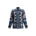 Men's Blue Silk Pattern Shirt