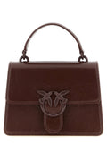 Pinko Leather Buckle-Flap Top Handle Bag — Burgundy