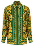 Versace Baroque-Print Silk Shirt — Green