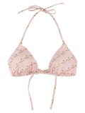 Versace Logo-Print Bikini Top — Pink