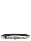 Pinko Python Print Leather Belt — gray
