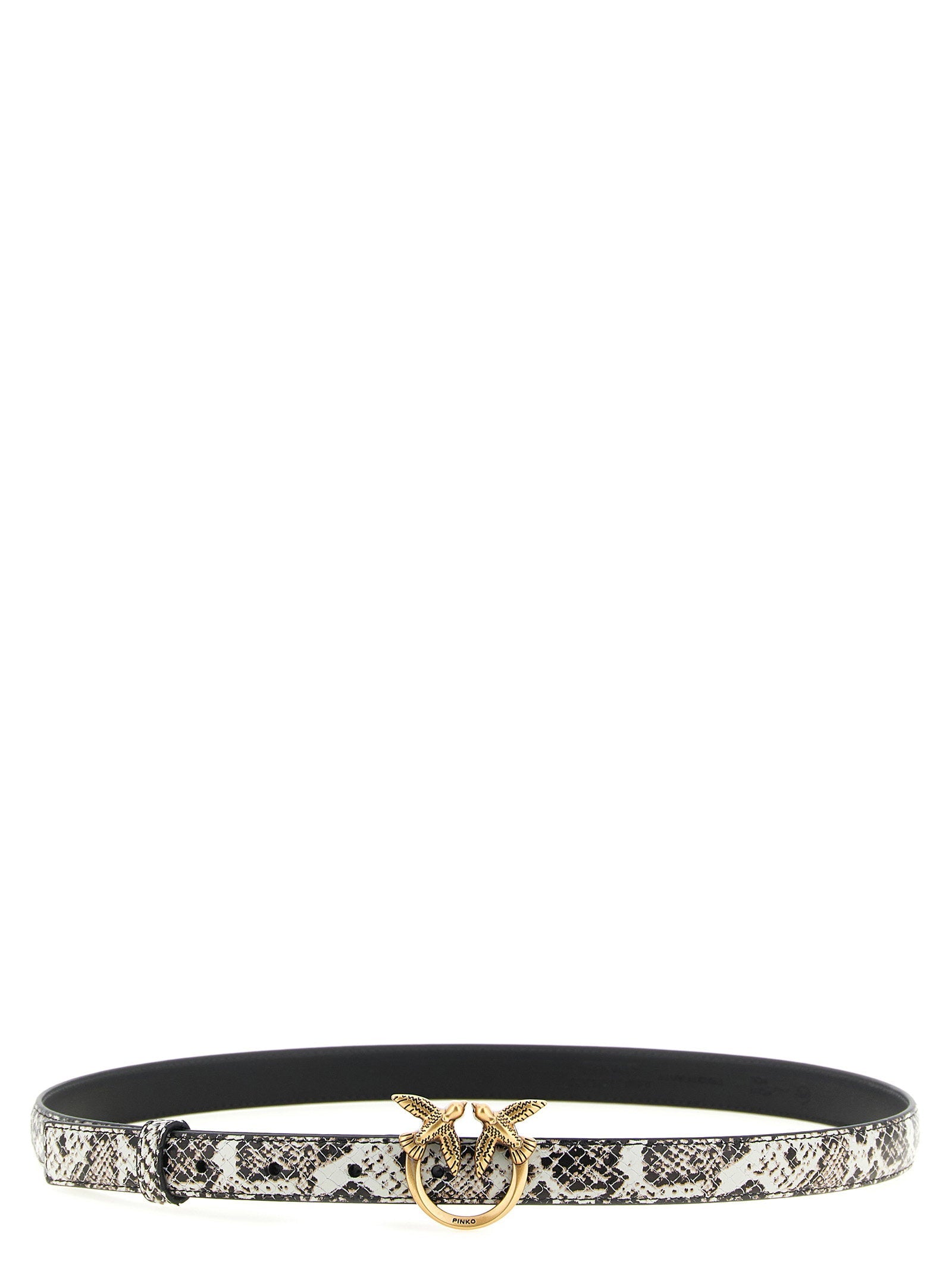 Pinko Python Print Leather Belt — gray