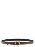 Pinko Python Print Leather Belt — Brown