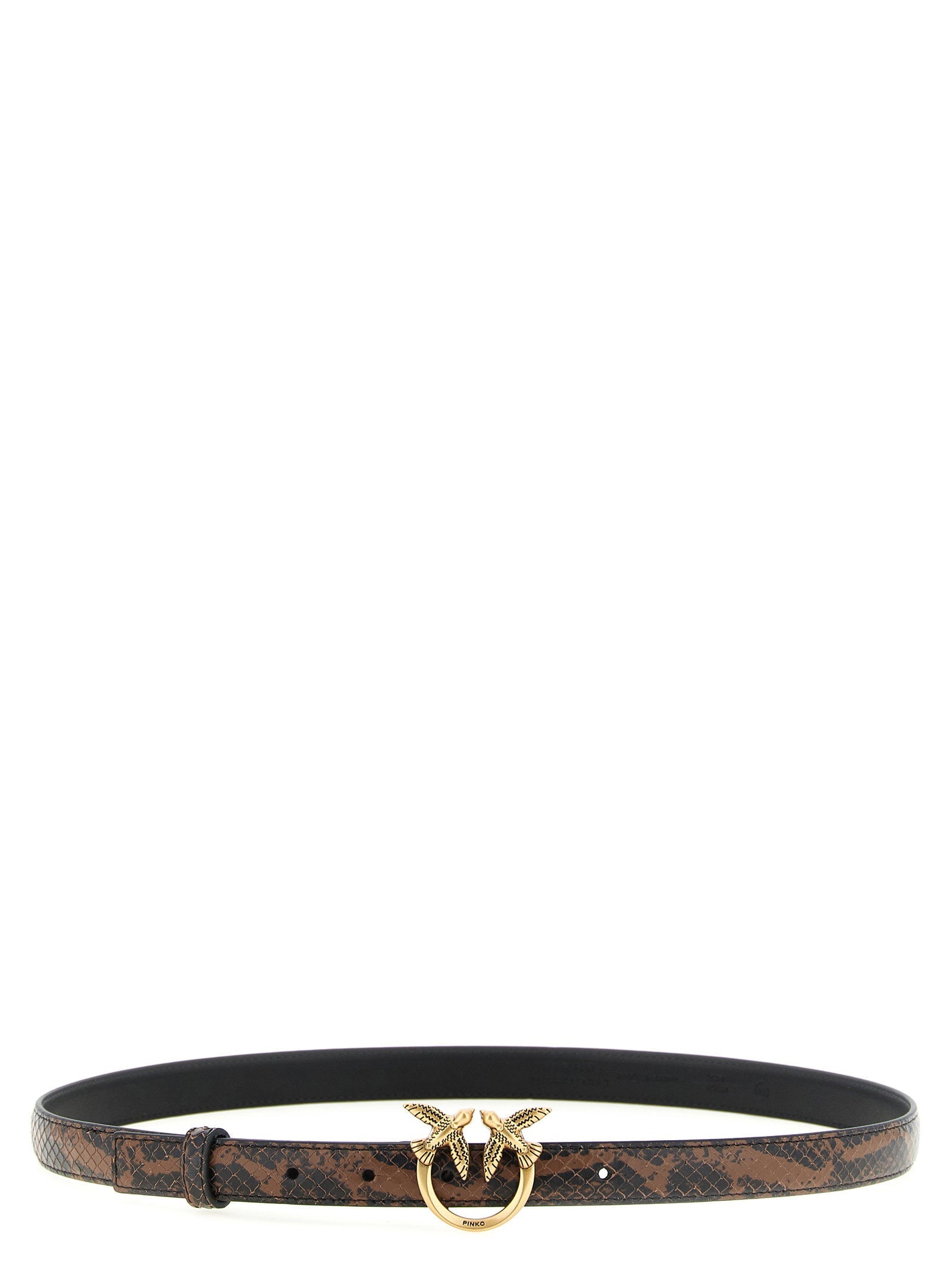Pinko Python Print Leather Belt — Brown