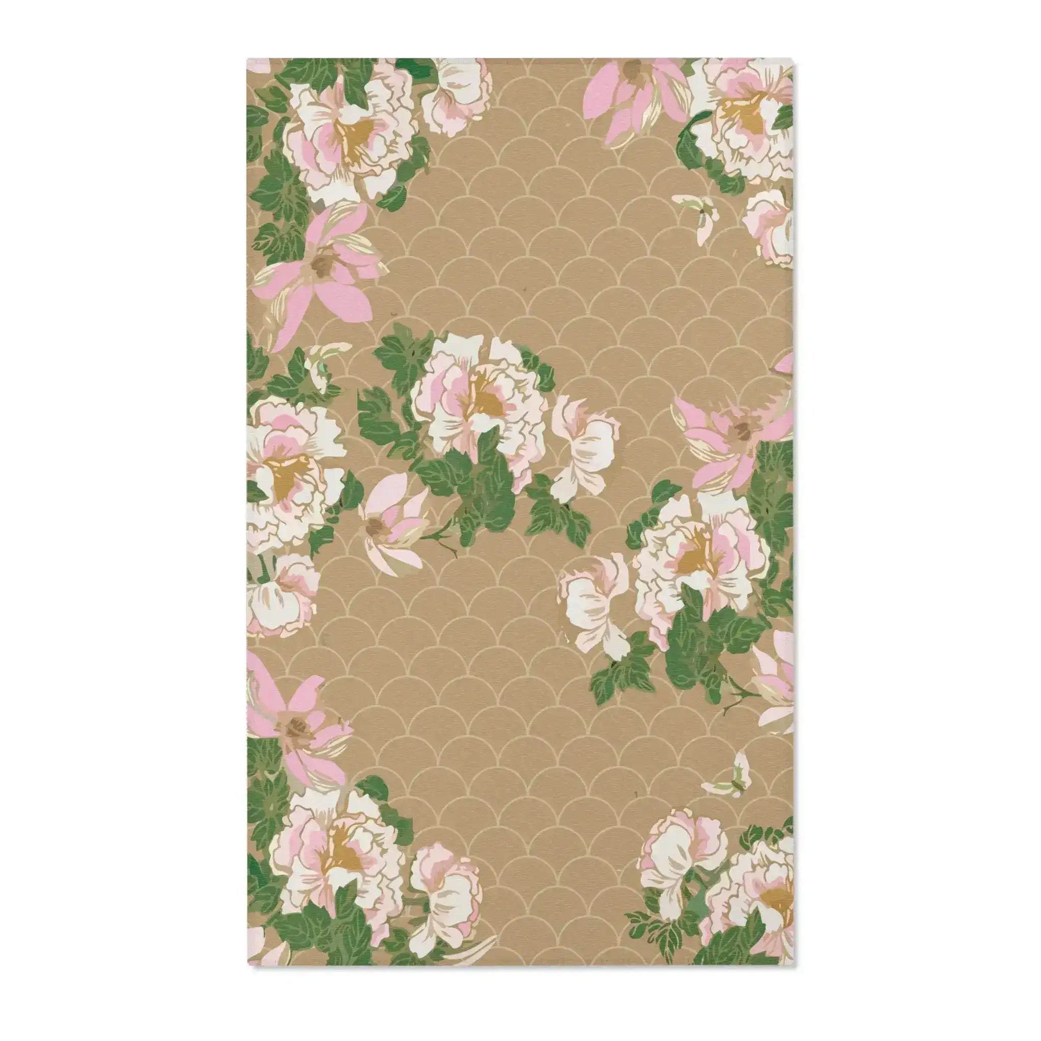 Blush Peonies on Sand Scallop Accent Rug