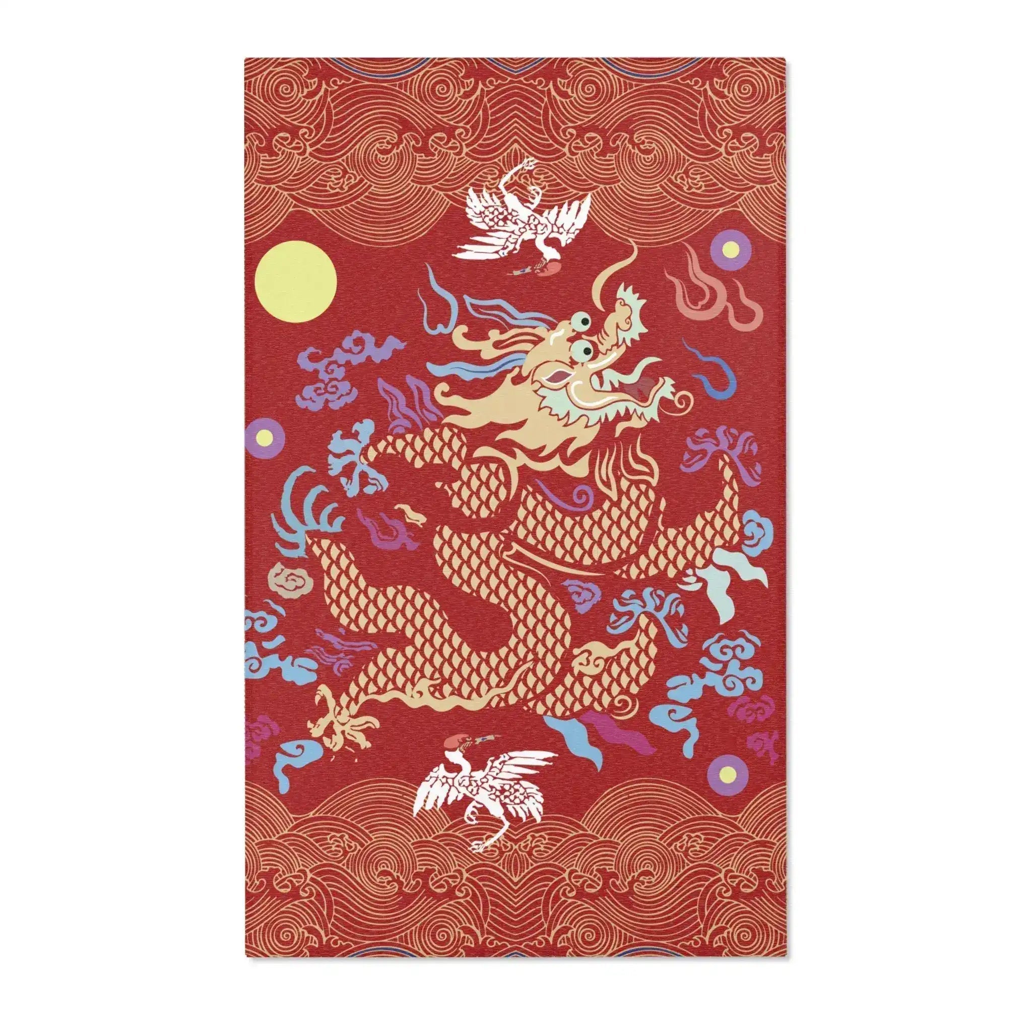 Crimson Celestial Dragon Accent Rug