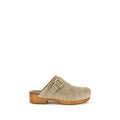 Women's Beige Calf Leather Bos Taurus Clogs Shoe