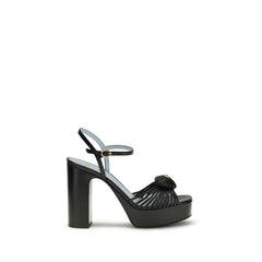 Women's Black Goatskin Platform Sandals