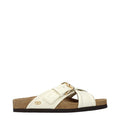 Women's Beige Leather Slippers