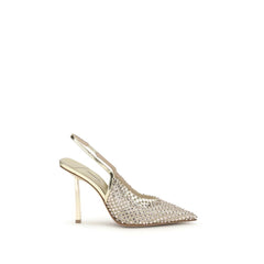 Women's Gold Nylon Platform Pumps