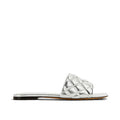 Women's Silver Calfskin Flat Sandals