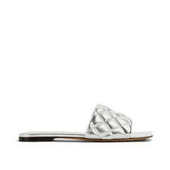 Women's Silver Calfskin Flat Sandals